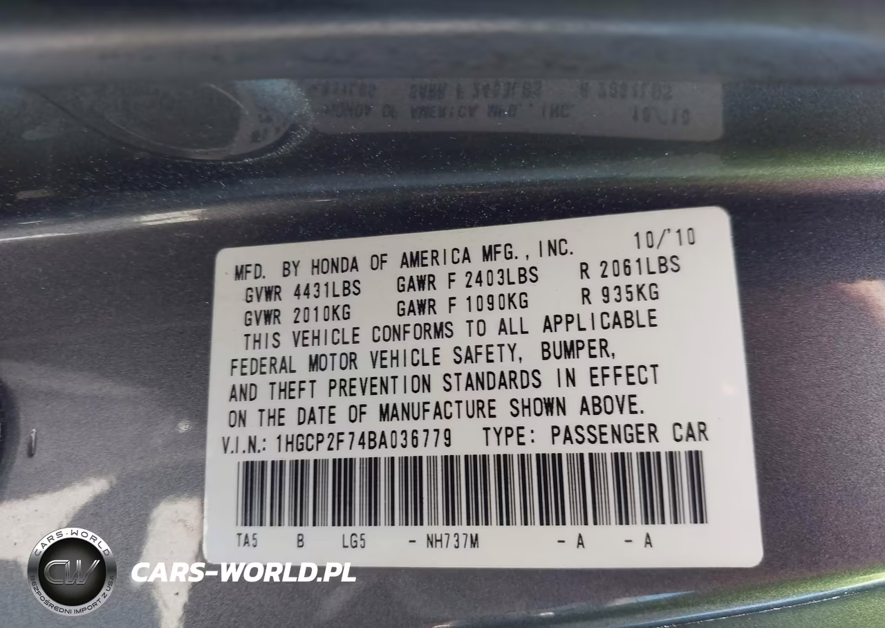 2011 Honda Accord 2.4 Ex VIN:1HGCP2F74BA036779 - 9
