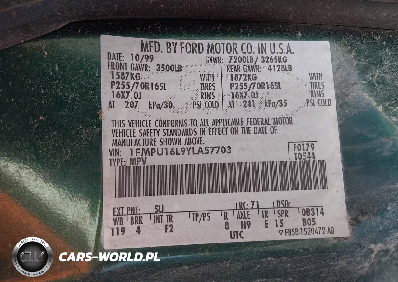 2000 Ford Expedition Xlt VIN:1FMPU16L9YLA57703 - 9