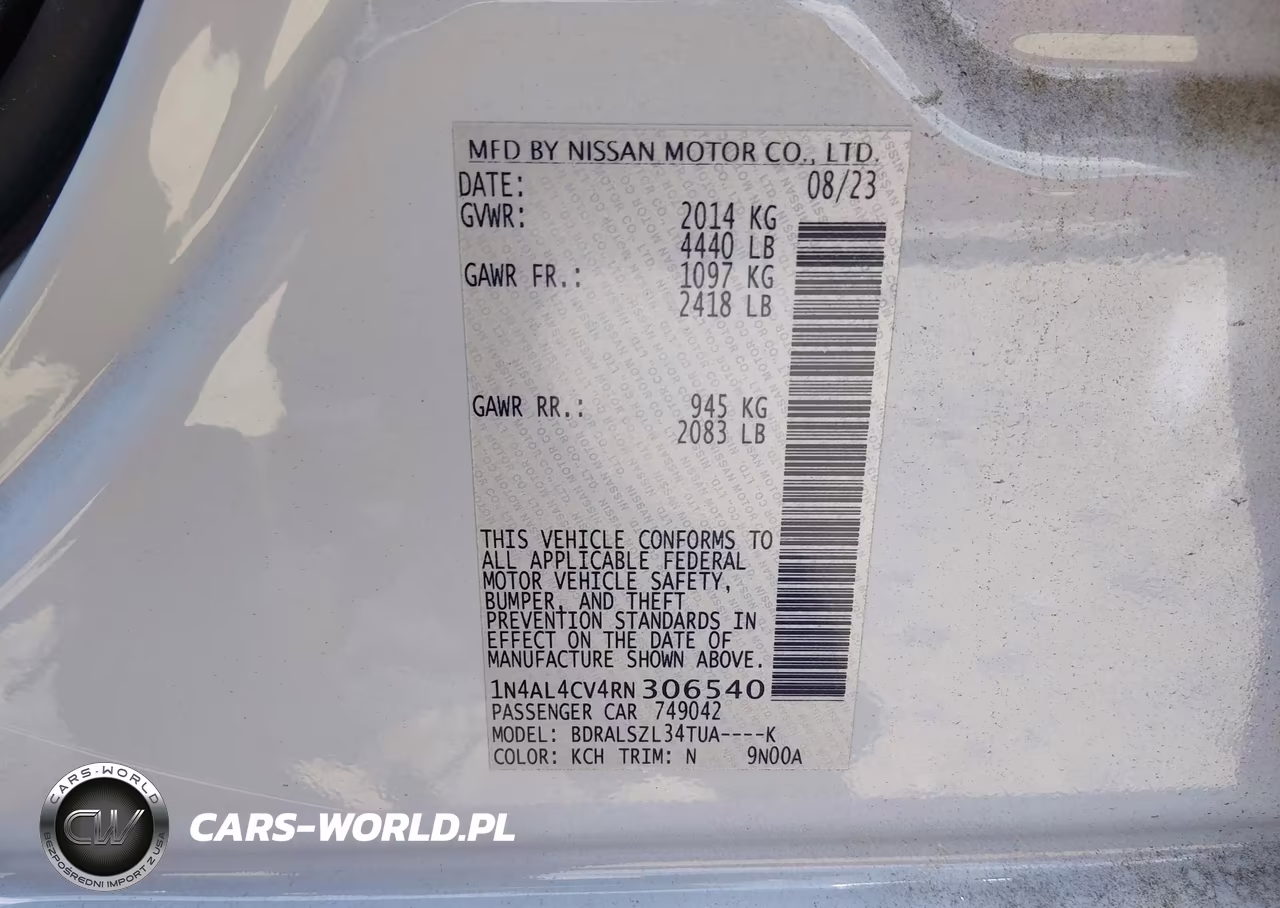 2024 Nissan Altima Sr Vc-Turbo Fwd VIN:1N4AL4CV4RN306540 - 9
