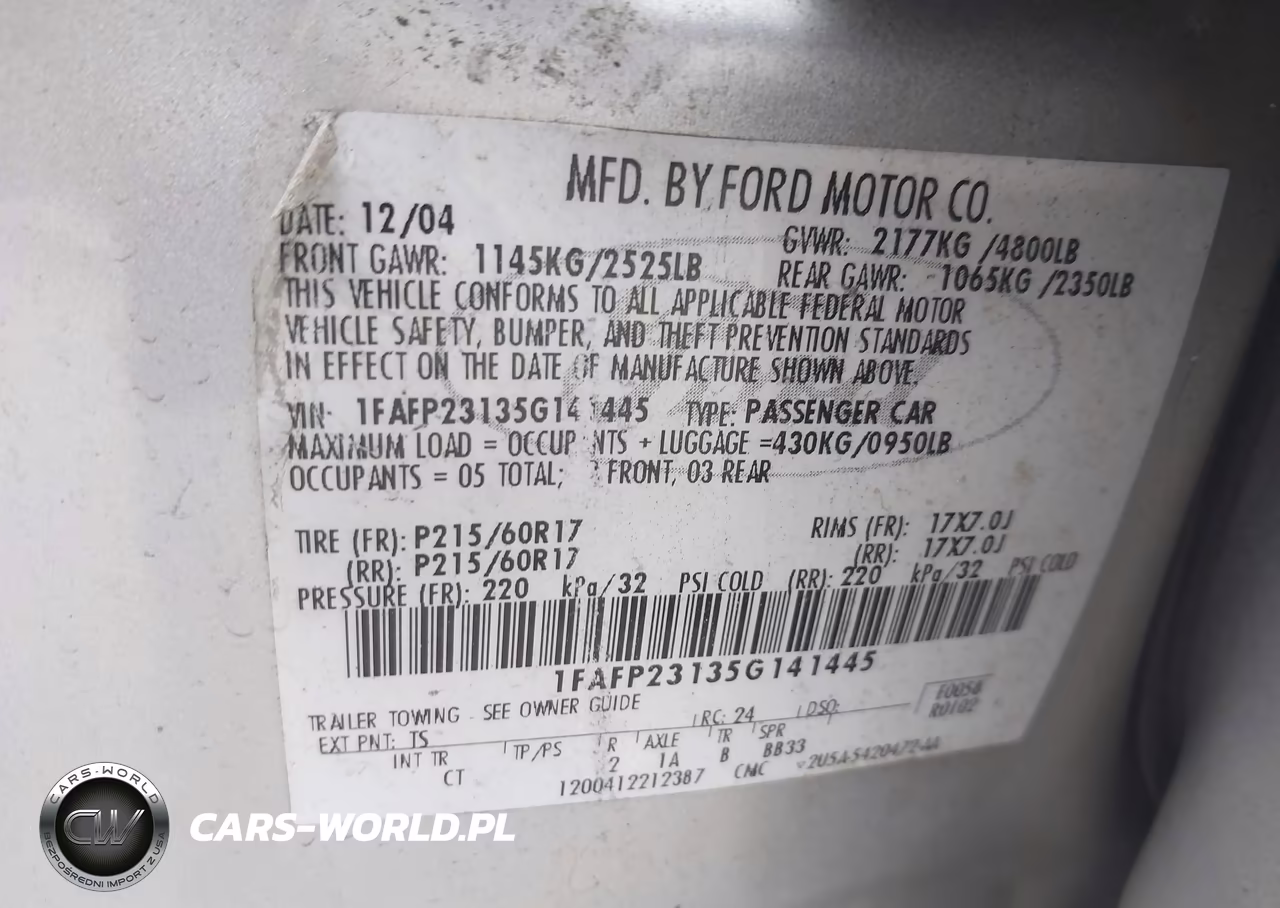 2005 Ford Five Hundred Se VIN:1FAFP23135G141445 - 9
