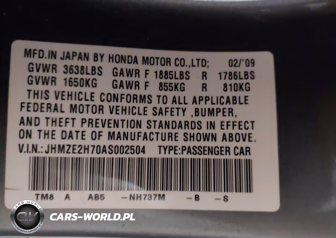 2010 Honda Insight Ex VIN:JHMZE2H70AS002504 - 9