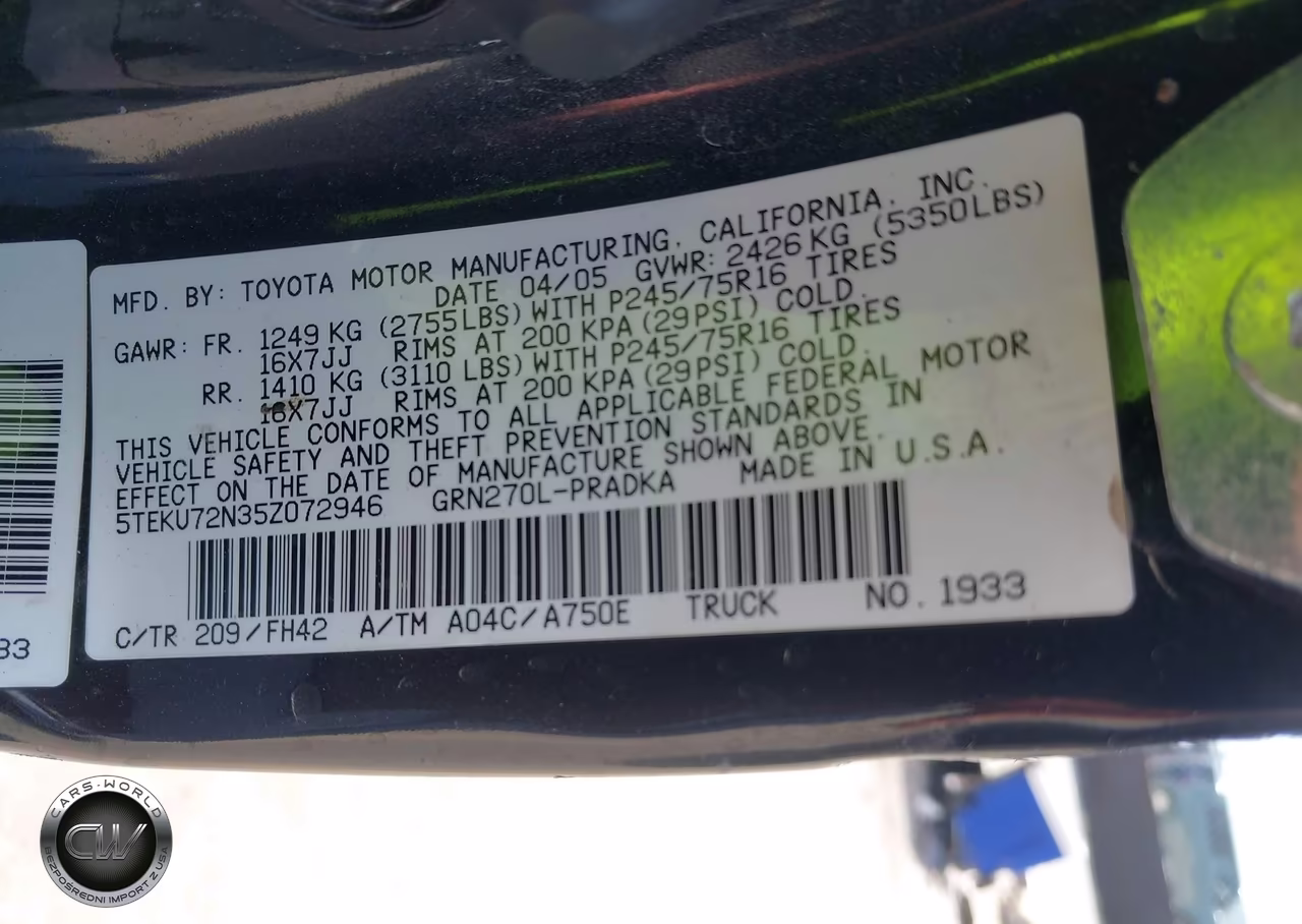 2005 Toyota Tacoma Prerunner V6 VIN:5TEKU72N35Z072946 - 9
