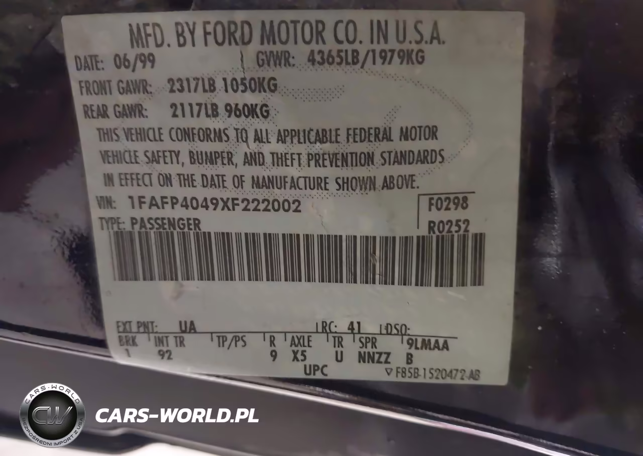 1999 Ford Mustang VIN:1FAFP4049XF222002 - 9