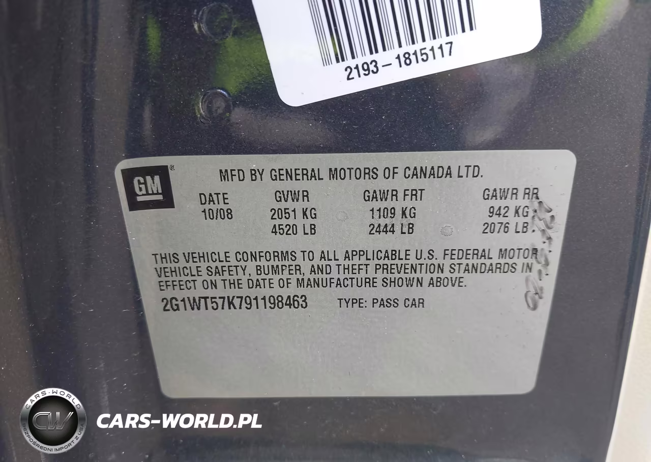 2009 Chevrolet Impala Lt VIN:2G1WT57K791198463 - 9