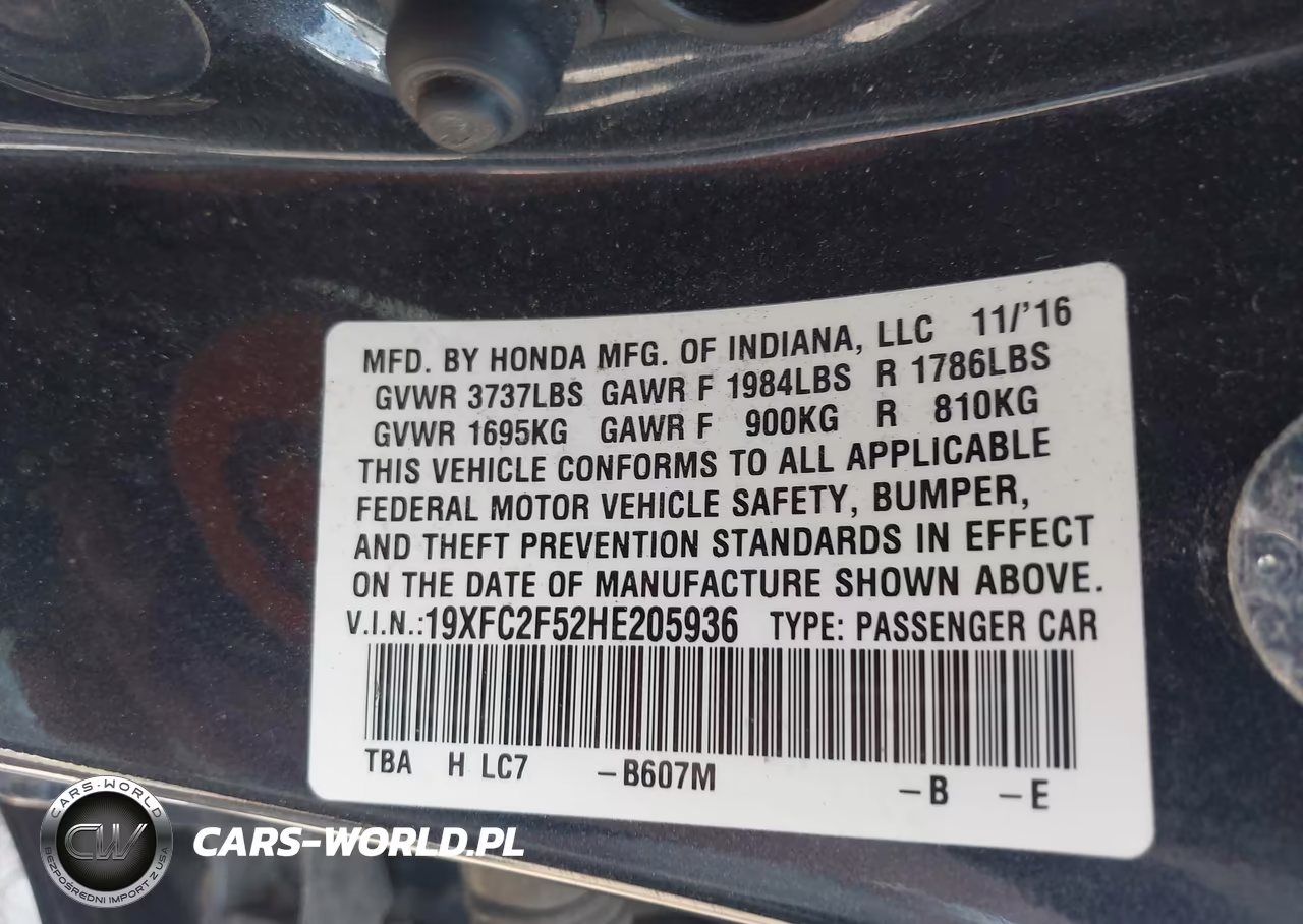2017 Honda Civic Lx VIN:19XFC2F52HE205936 - 9