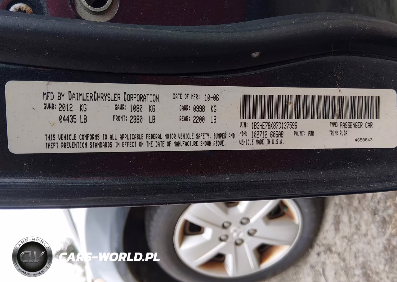 2007 Dodge Caliber R-T VIN:1B3HE78K87D137596 - 9