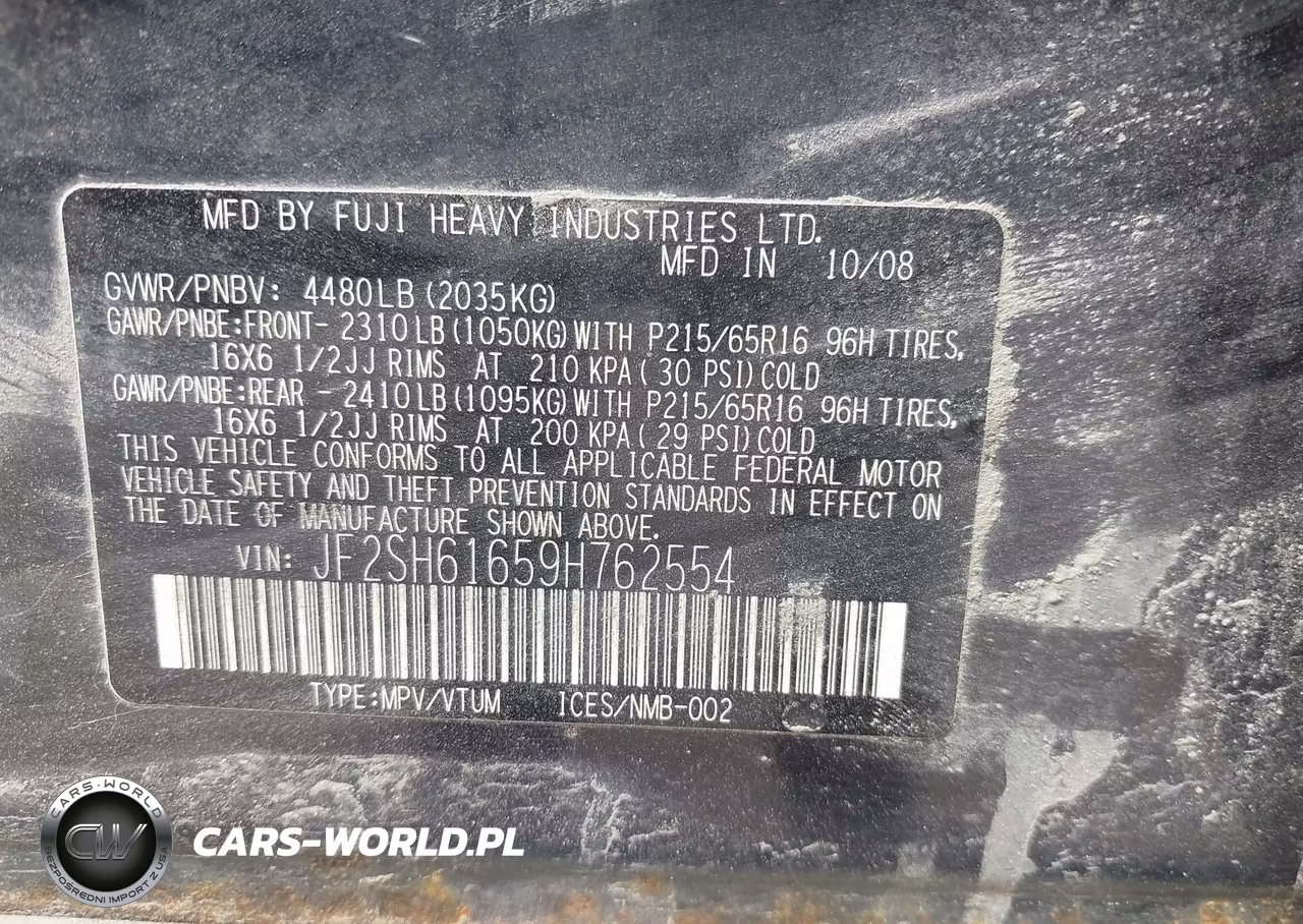 2009 Subaru Forester 2.5X VIN:JF2SH61659H762554 - 9