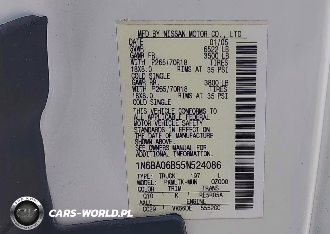 2005 Nissan Titan Se VIN:1N6BA06B55N524086 - 9