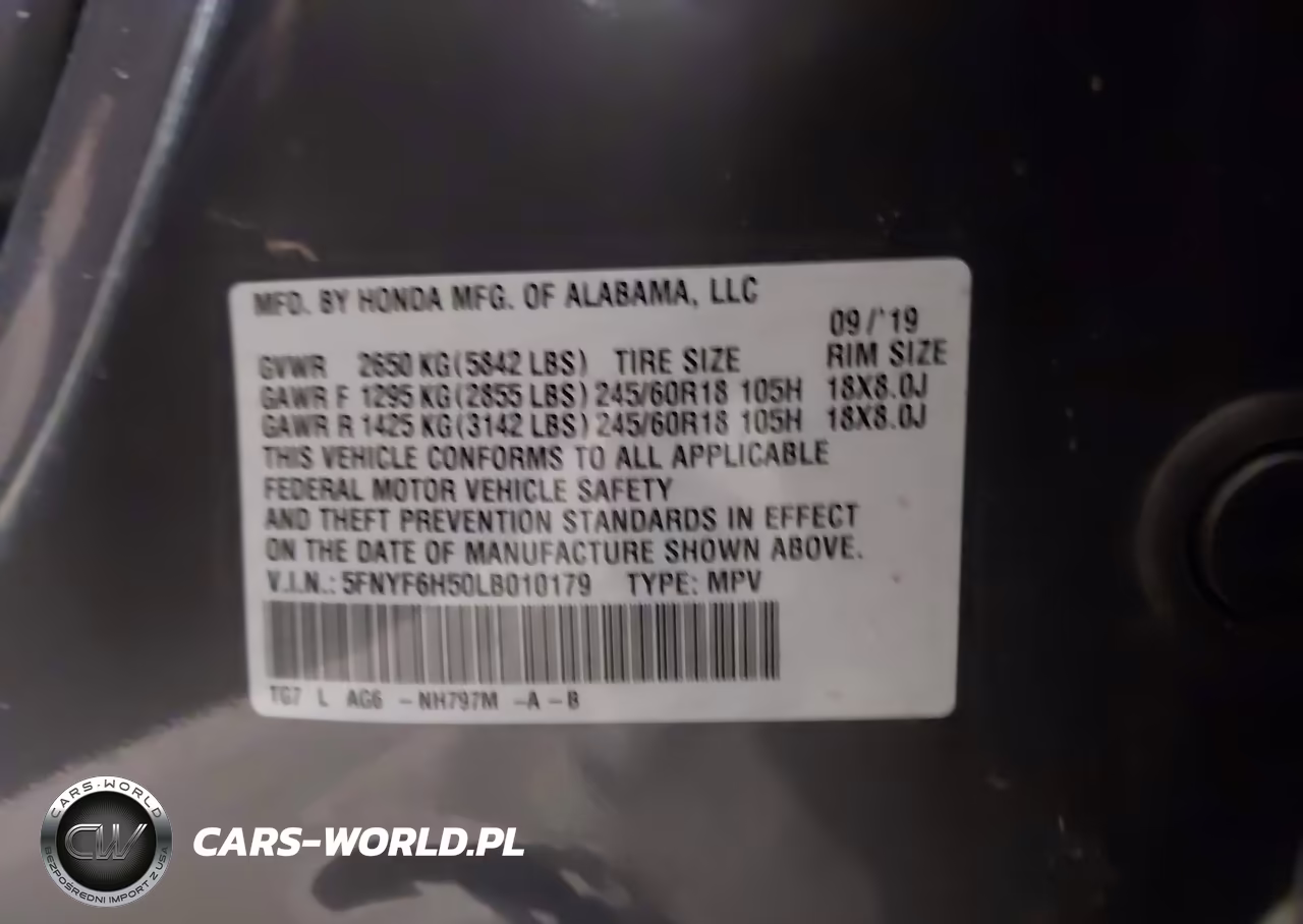 2020 Honda Pilot Awd Ex-L VIN:5FNYF6H50LB010179 - 9