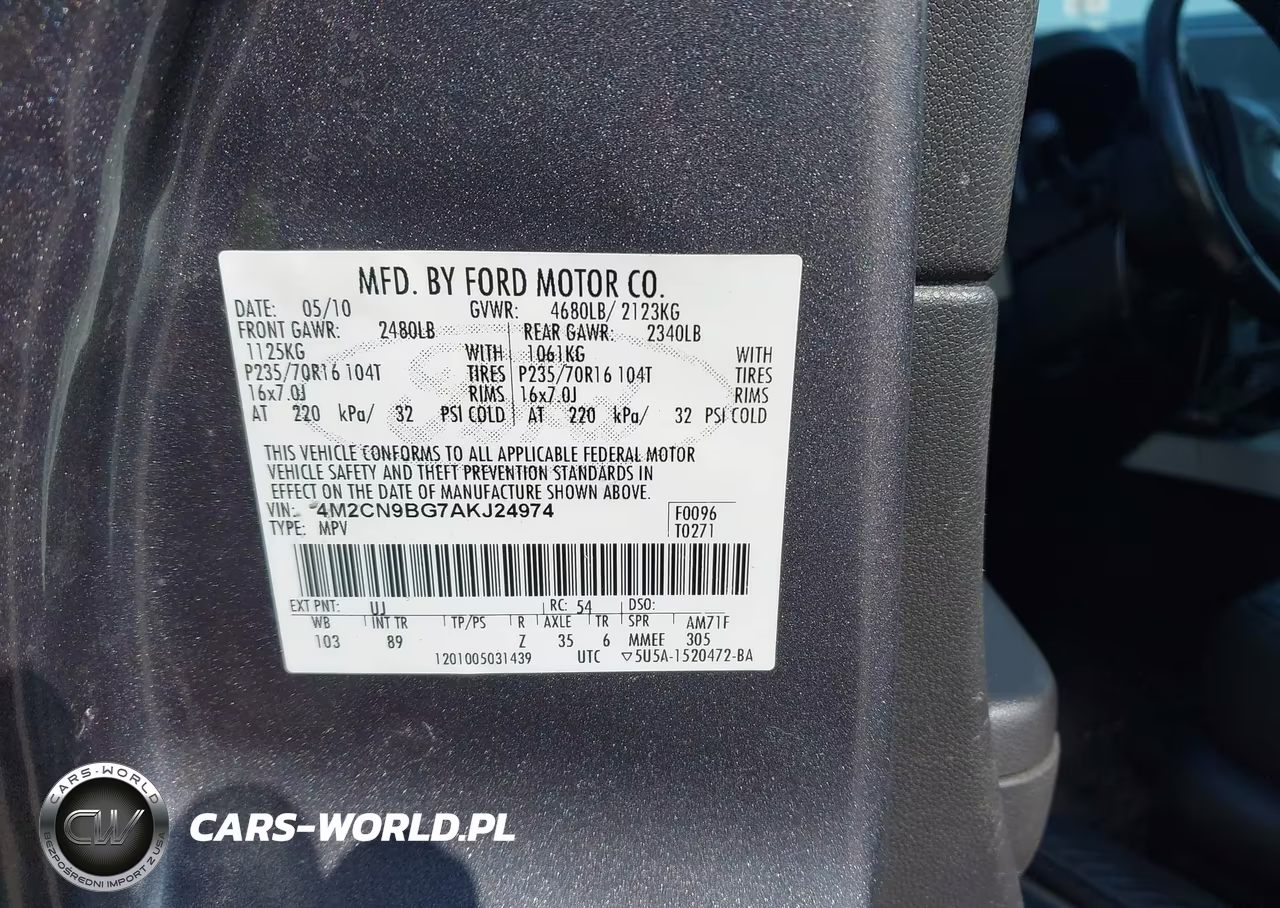2010 Mercury Mariner VIN:4M2CN9BG7AKJ24974 - 9