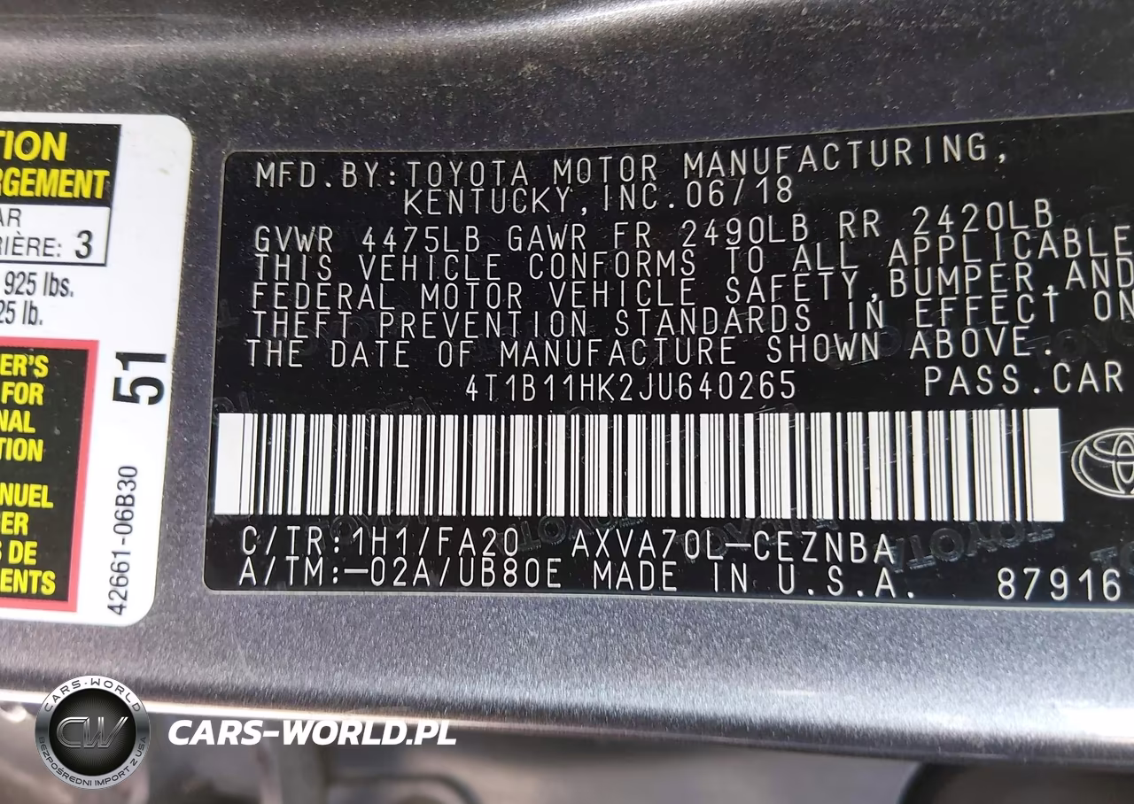 2018 Toyota Camry Le VIN:4T1B11HK2JU640265 - 9