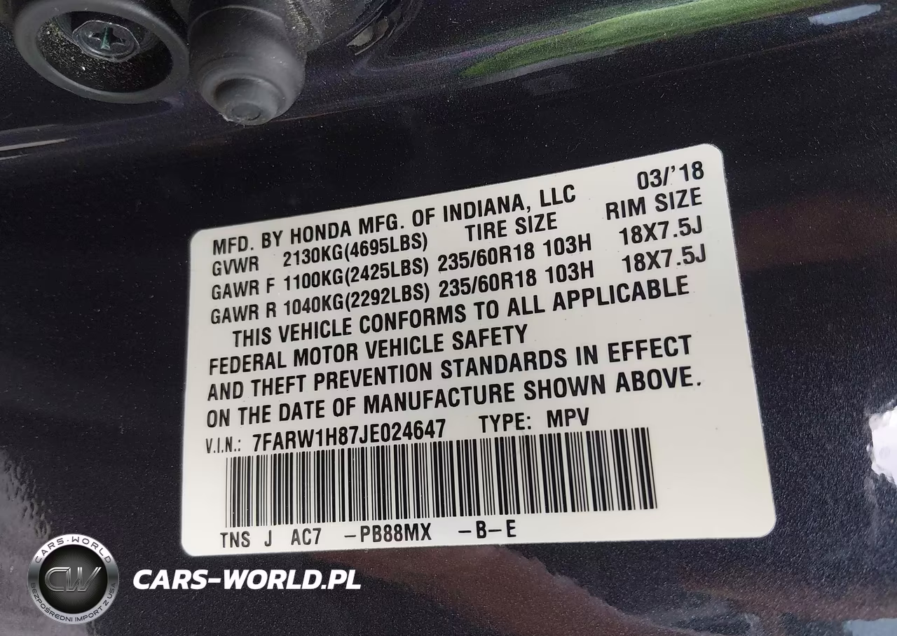 2018 Honda Cr-V Ex-L-Ex-L Navi VIN:7FARW1H87JE024647 - 9