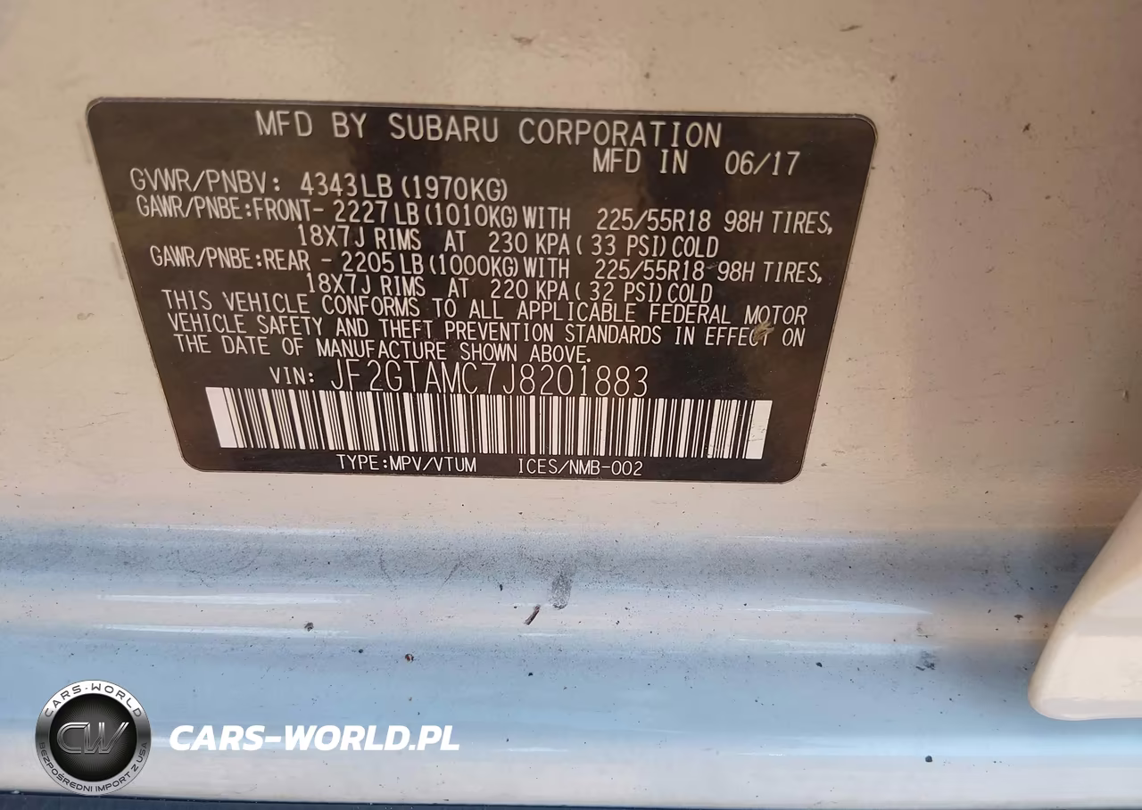 2018 Subaru Crosstrek 2.0I Limited VIN:JF2GTAMC7J8201883 - 9