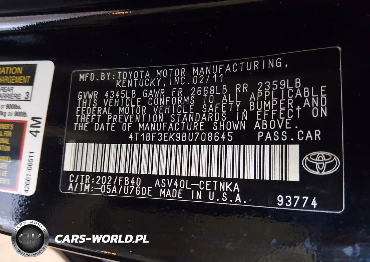 2011 Toyota Camry VIN:4T1BF3EK9BU708645 - 9