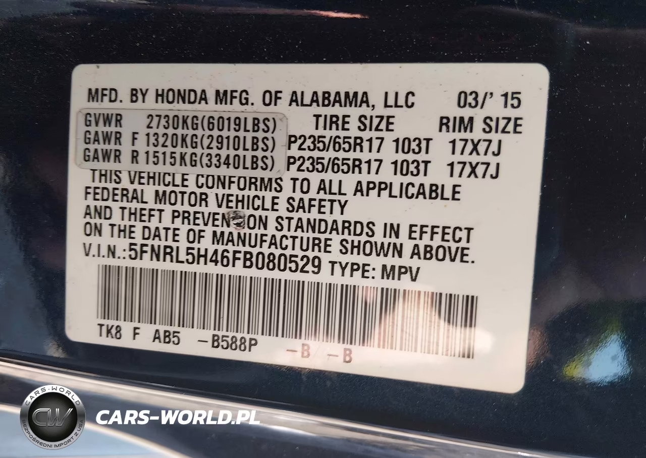 2015 Honda Odyssey Ex VIN:5FNRL5H46FB080529 - 9