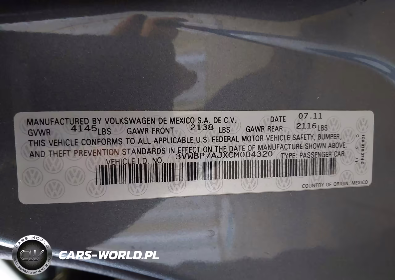 2012 Volkswagen Jetta 2.5L Se VIN:3VWBP7AJXCM004320 - 9
