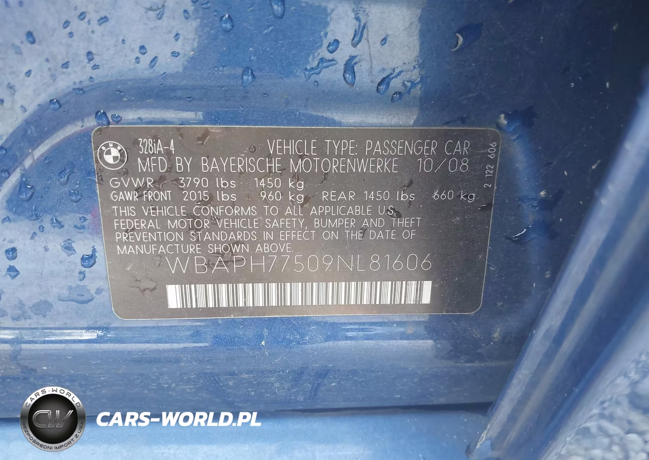 2009 BMW 328I VIN:WBAPH77509NL81606 - 9