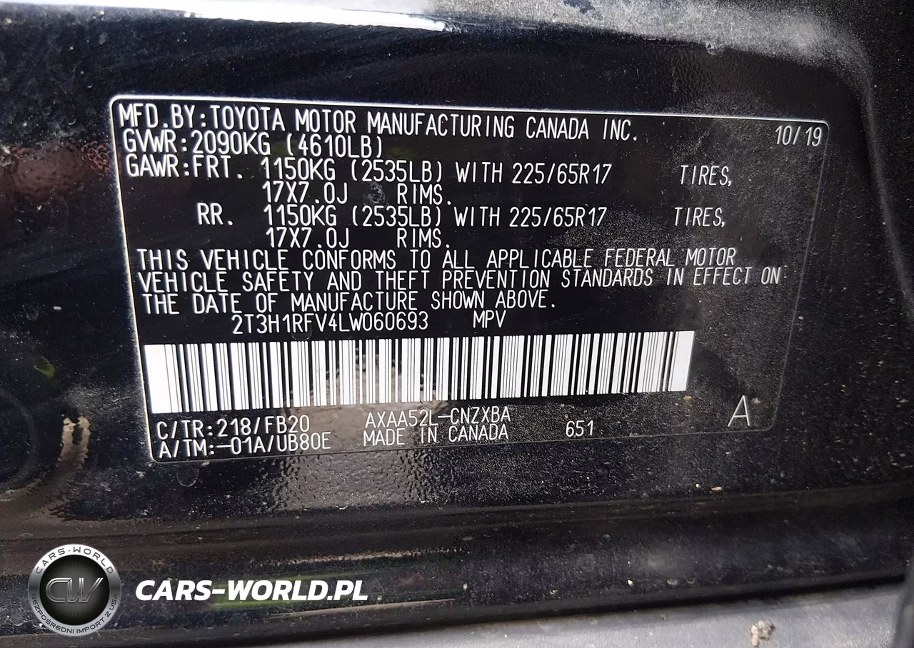 2020 Toyota Rav4 Le VIN:2T3H1RFV4LW060693 - 9
