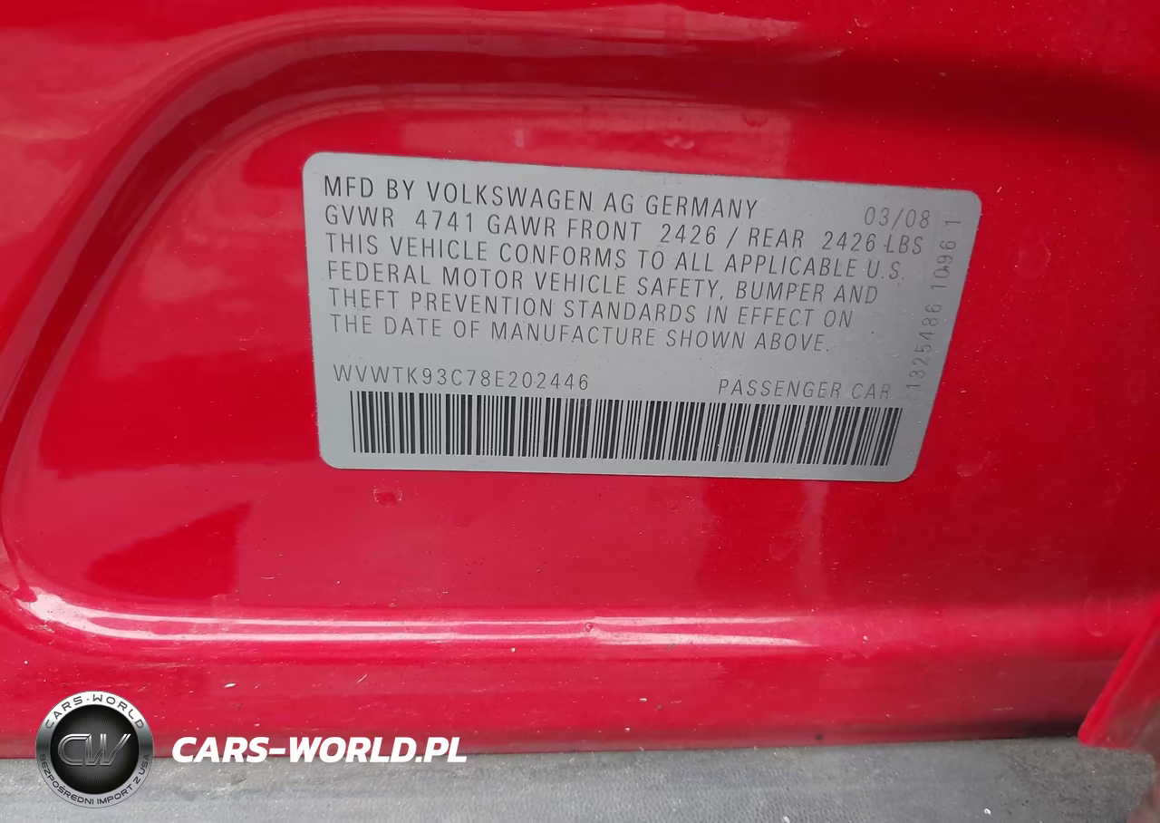 2008 Volkswagen Passat Lux VIN:WVWTK93C78E202446 - 9