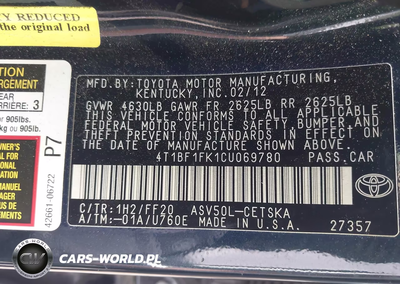 2012 Toyota Camry Se VIN:4T1BF1FK1CU069780 - 9
