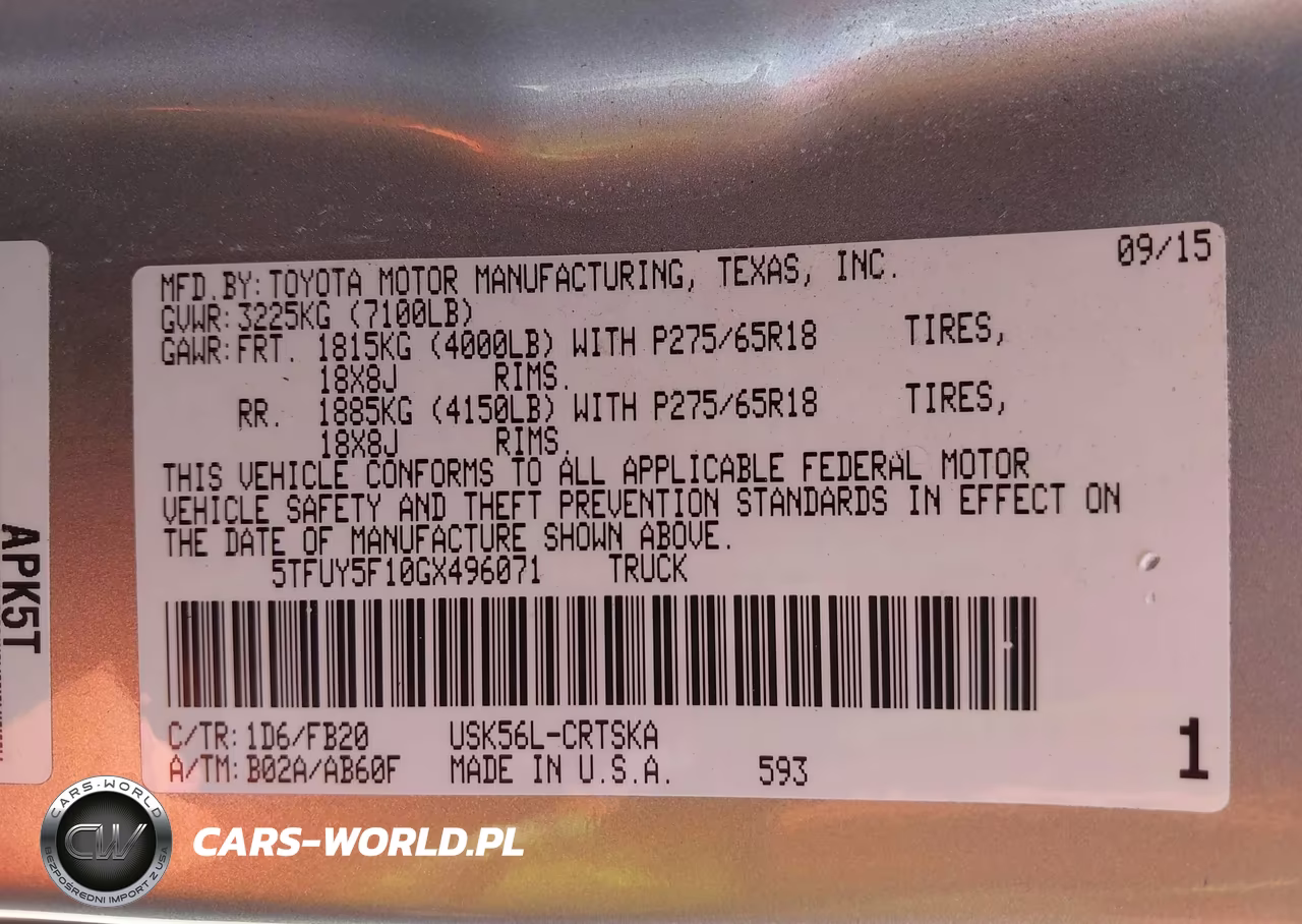 2016 Toyota Tundra Sr5 5.7L V8 VIN:5TFUY5F10GX496071 - 9