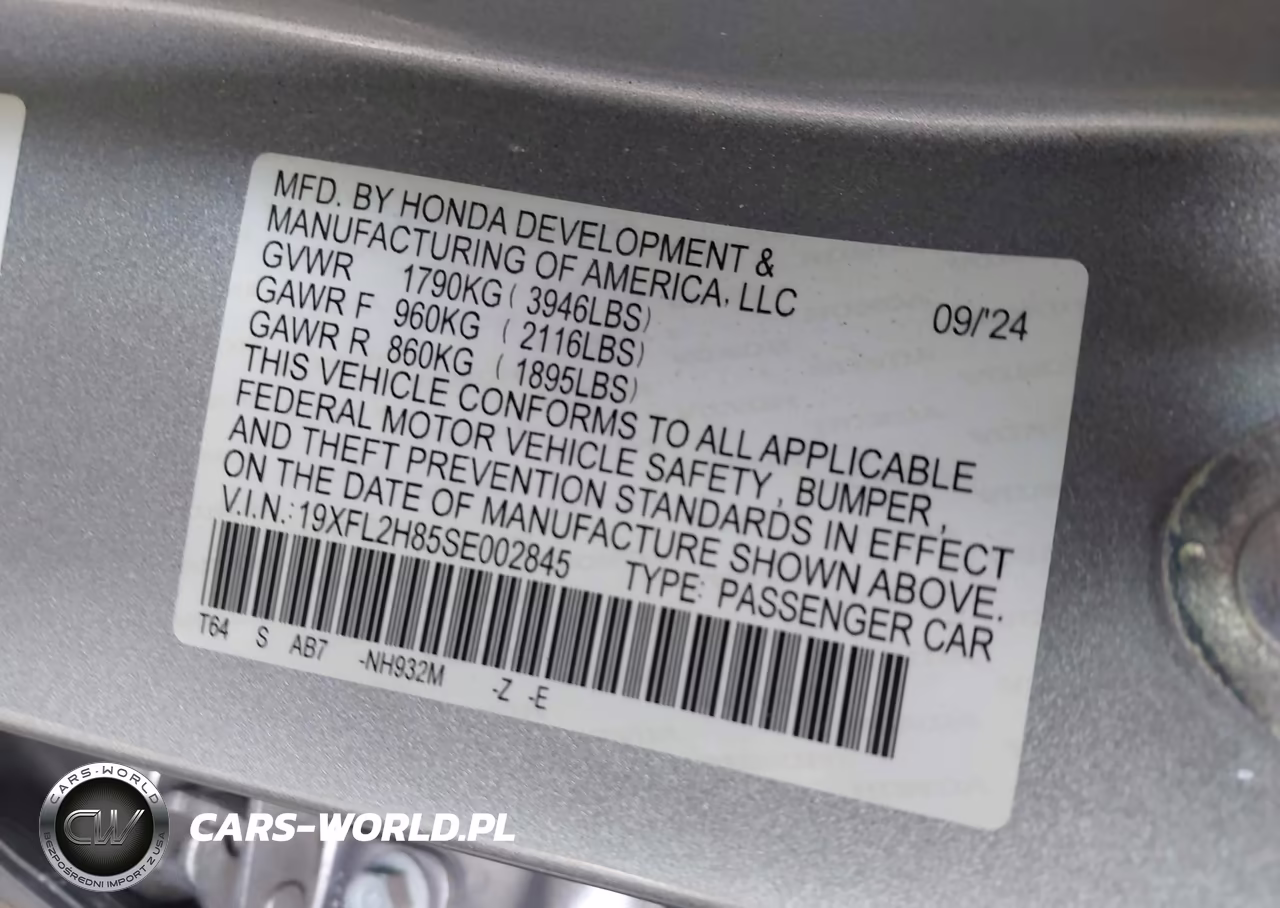 2025 Honda Civic Sedan Sport VIN:19XFL2H85SE002845 - 9