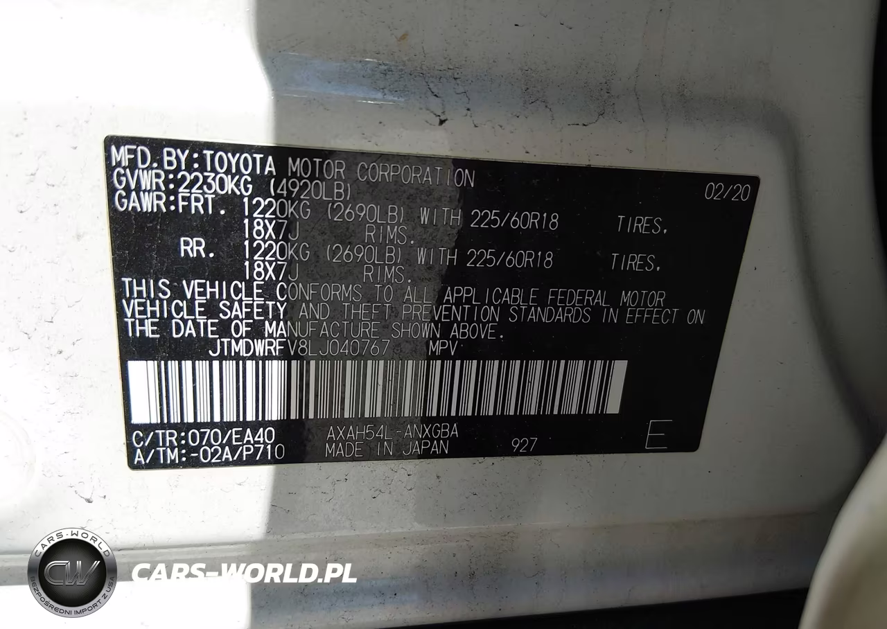 2020 Toyota Rav4 Hybrid Limited VIN:JTMDWRFV8LJ040767 - 9
