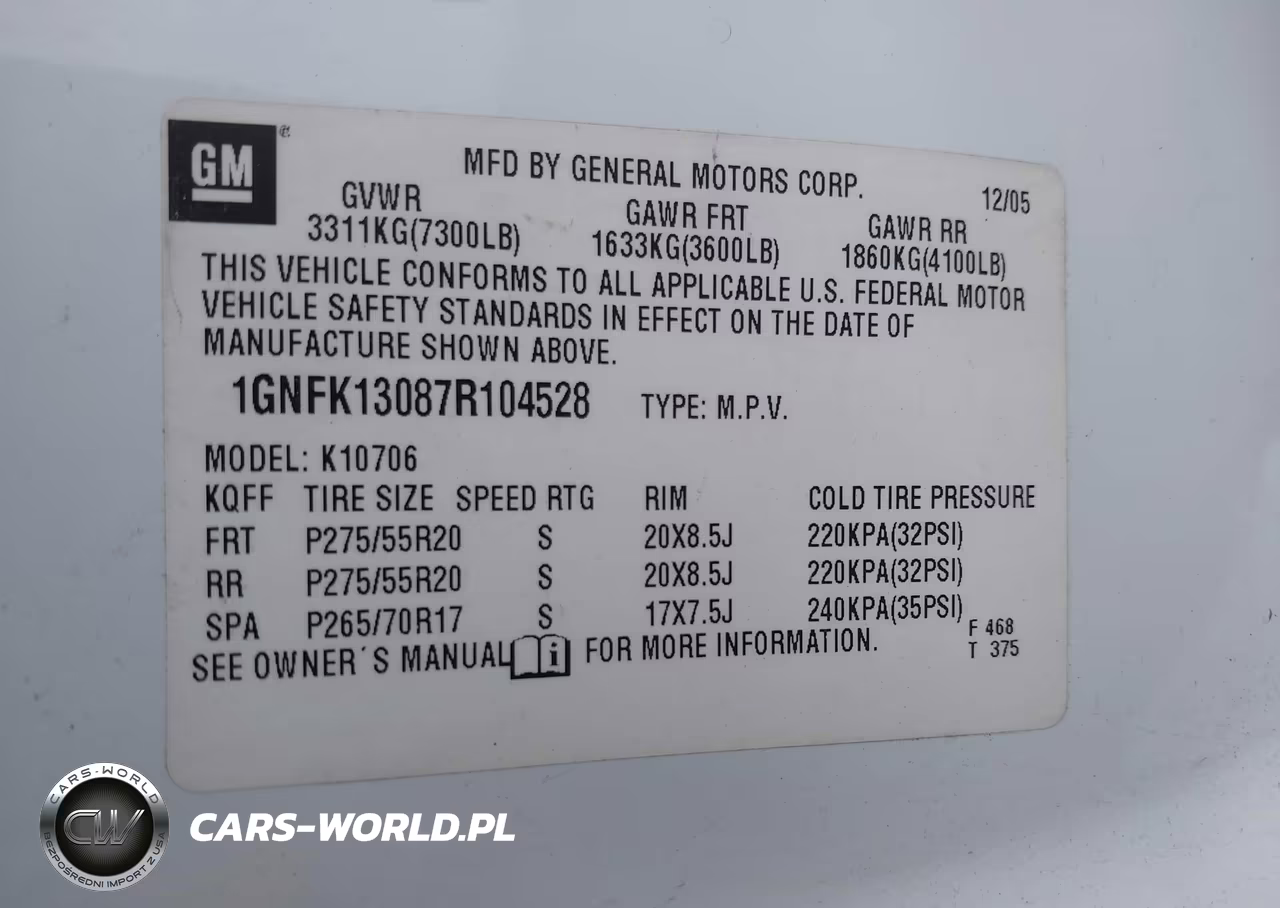 2007 Chevrolet Tahoe Lt VIN:1GNFK13087R104528 - 9