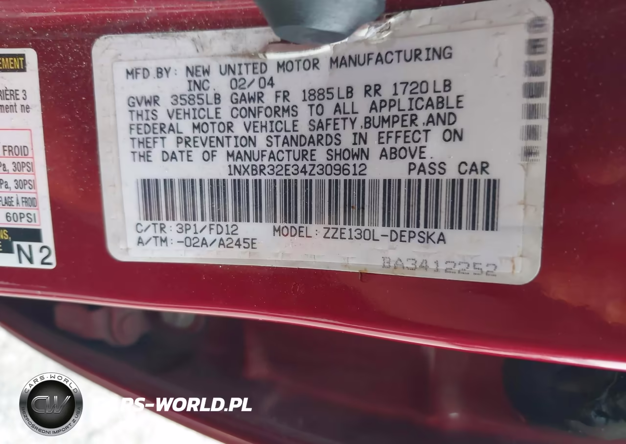 2004 Toyota Corolla S VIN:1NXBR32E34Z309612 - 9