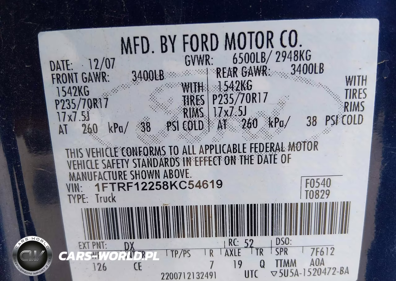 2008 Ford F-150 Stx-Xl-Xlt VIN:1FTRF12258KC54619 - 9
