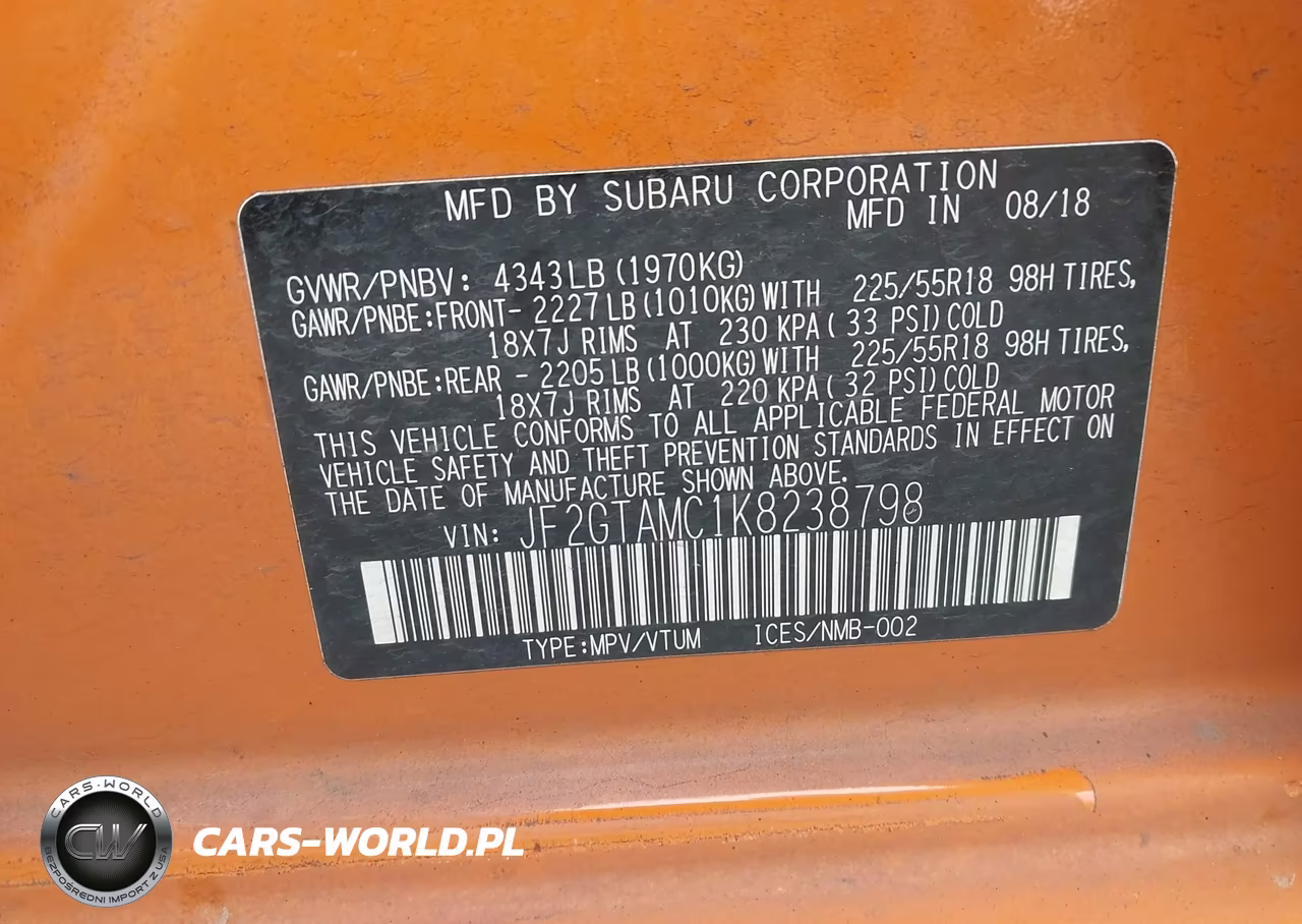 2019 Subaru Crosstrek 2.0I Limited VIN:JF2GTAMC1K8238798 - 9