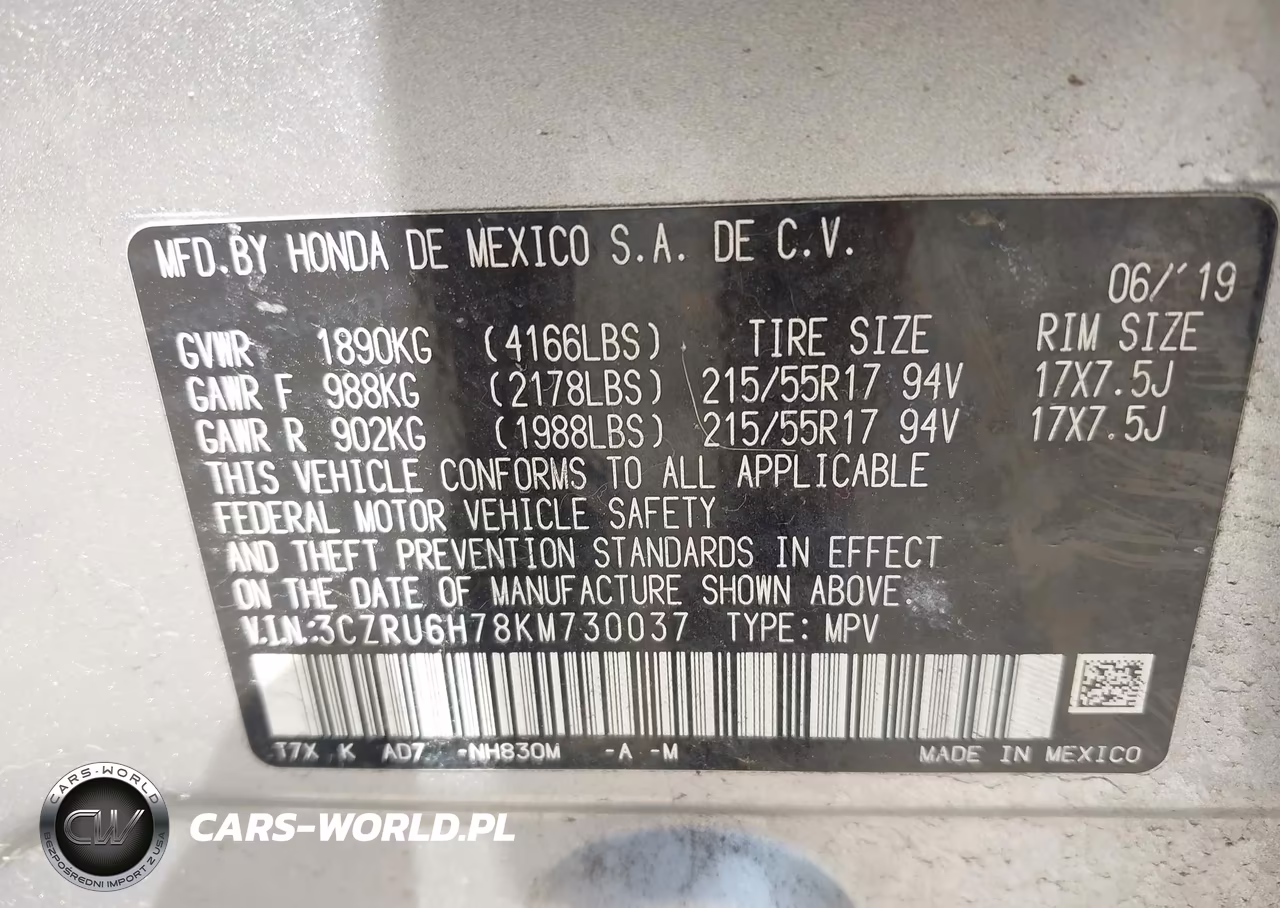 2019 Honda Hr-V Ex-L VIN:3CZRU6H78KM730037 - 9