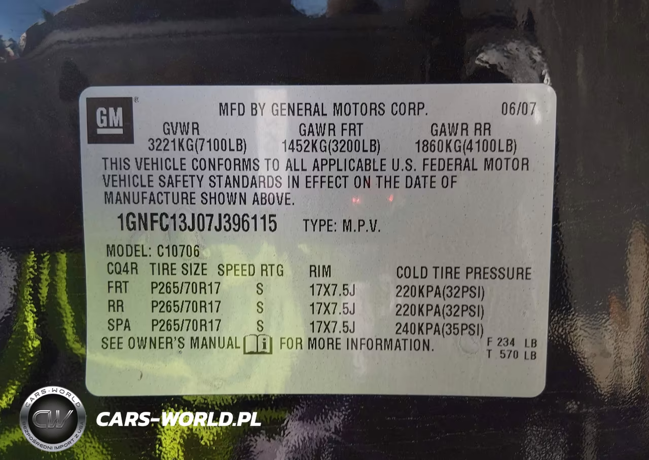 2007 Chevrolet Tahoe Lt VIN:1GNFC13J07J396115 - 9