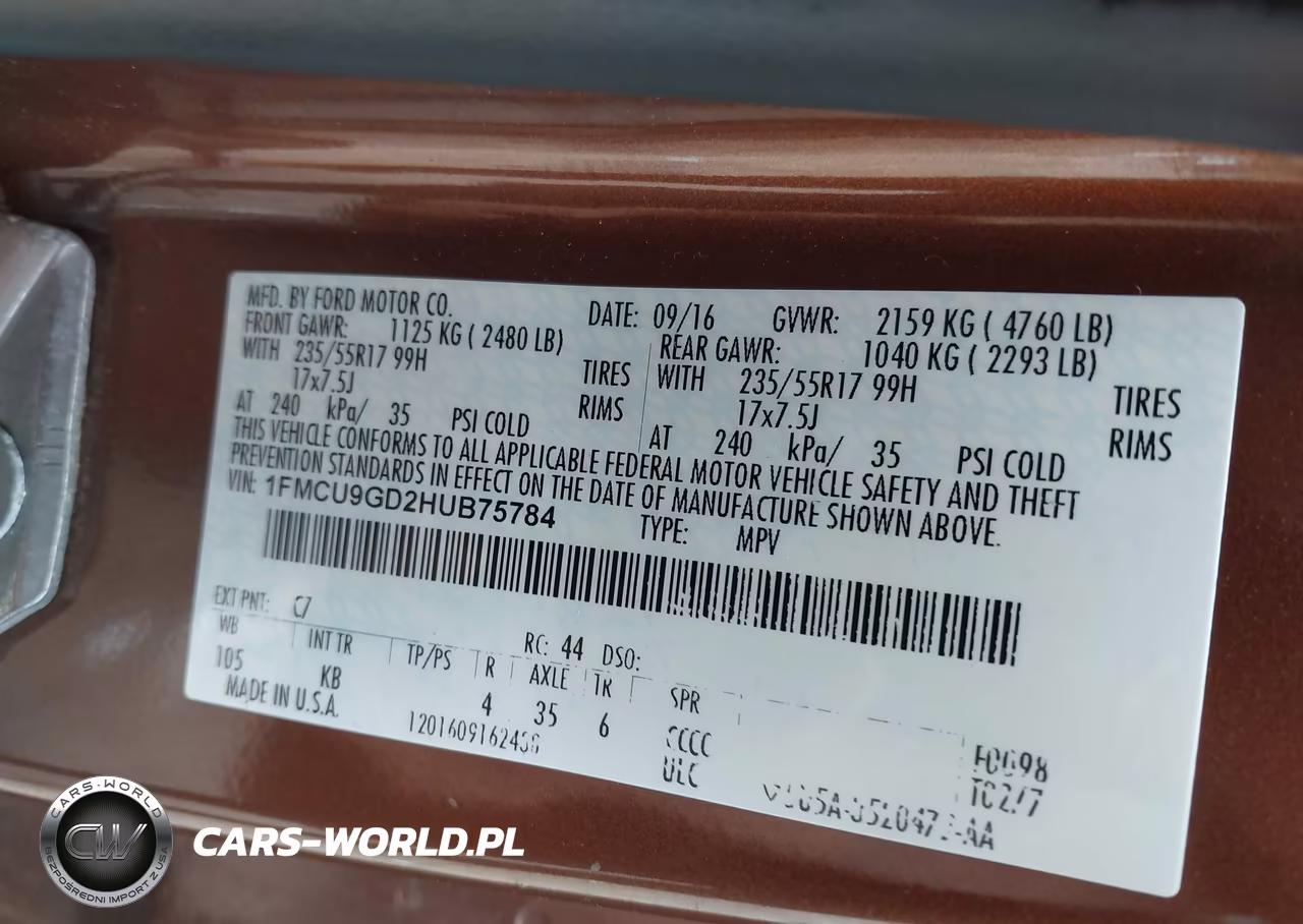 2017 Ford Escape Se VIN:1FMCU9GD2HUB75784 - 9
