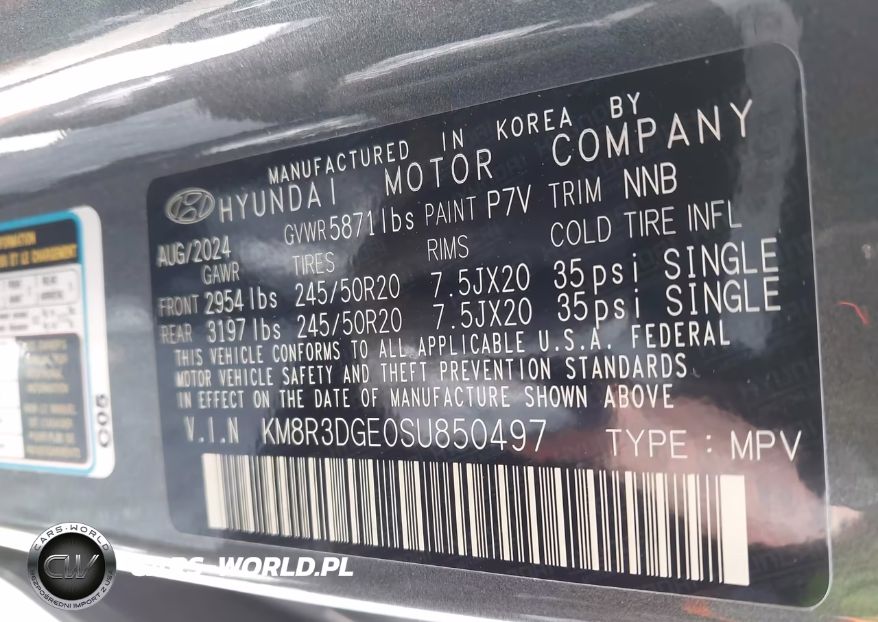 2025 Hyundai Palisade Xrt VIN:KM8R3DGE0SU850497 - 9
