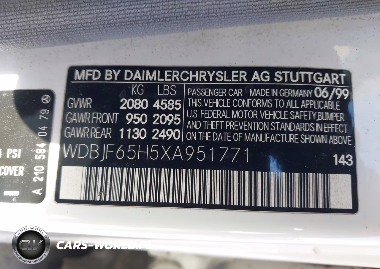 1999 Mercedes-Benz E 320 VIN:WDBJF65H5XA951771 - 9