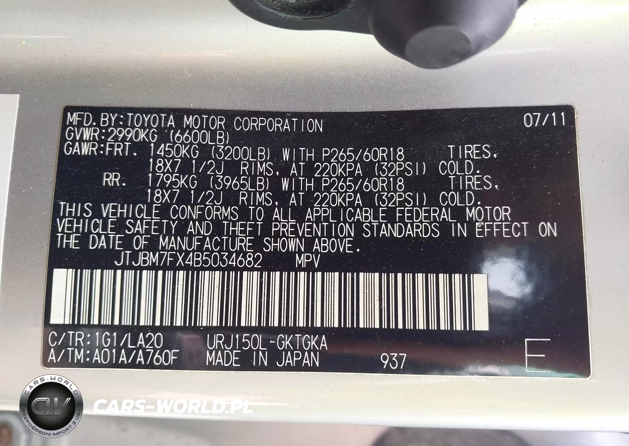 2011 Lexus Gx 460 VIN:JTJBM7FX4B5034682 - 9