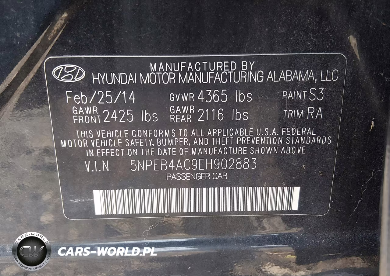2014 Hyundai Sonata Gls VIN:5NPEB4AC9EH902883 - 9