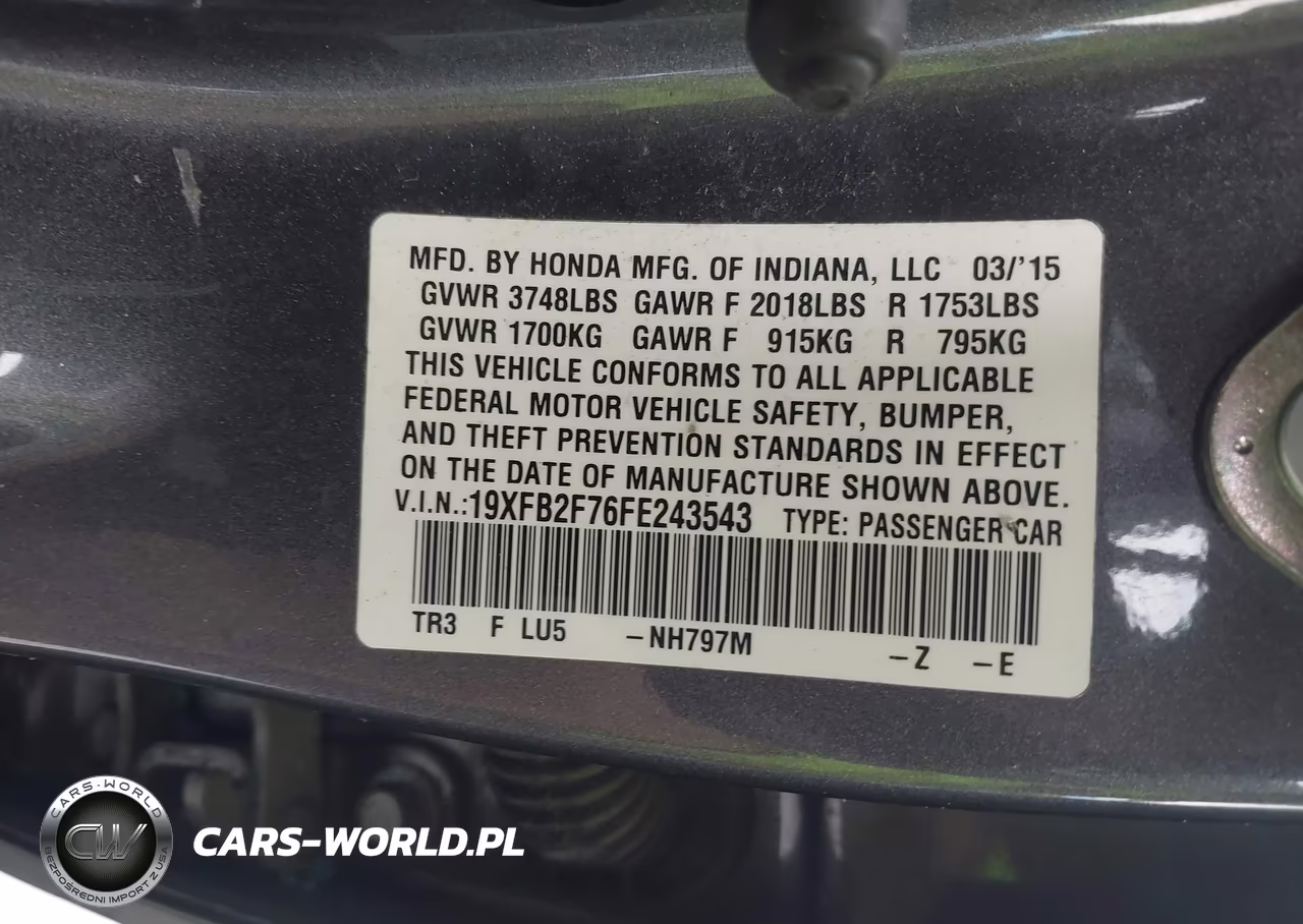 2015 Honda Civic Se VIN:19XFB2F76FE243543 - 9