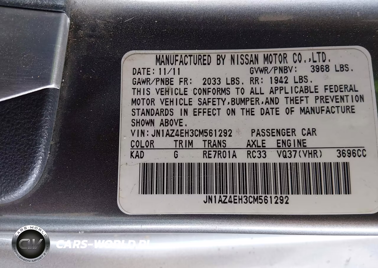 2012 Nissan 370Z Touring VIN:JN1AZ4EH3CM561292 - 9