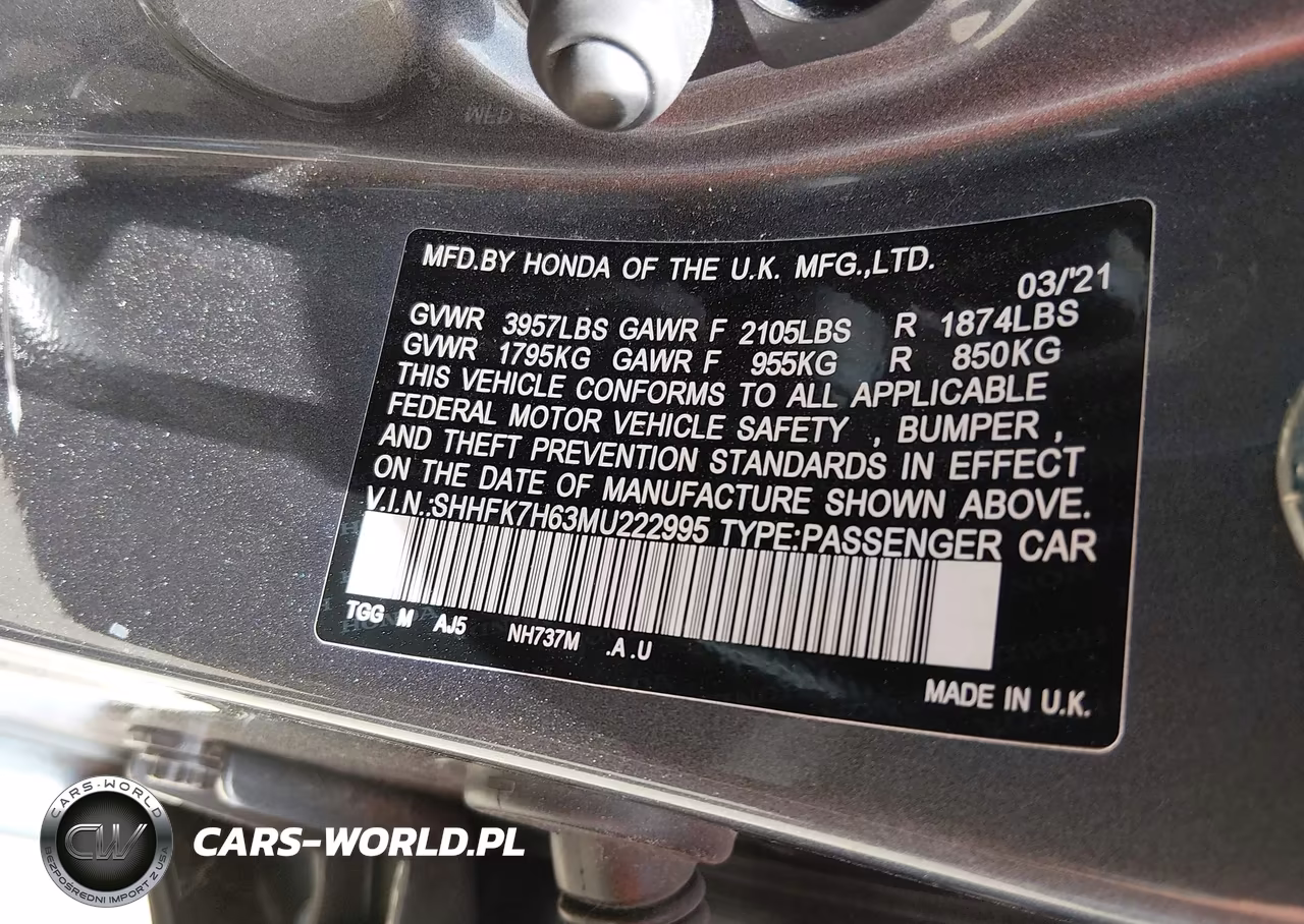2021 Honda Civic Ex VIN:SHHFK7H63MU222995 - 9