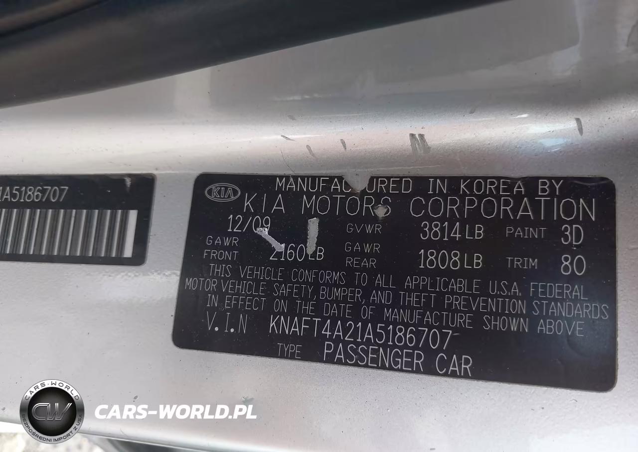 2010 Kia Forte Lx VIN:KNAFT4A21A5186707 - 9