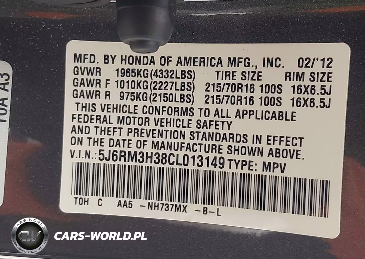 2012 Honda Cr-V Lx VIN:5J6RM3H38CL013149 - 9