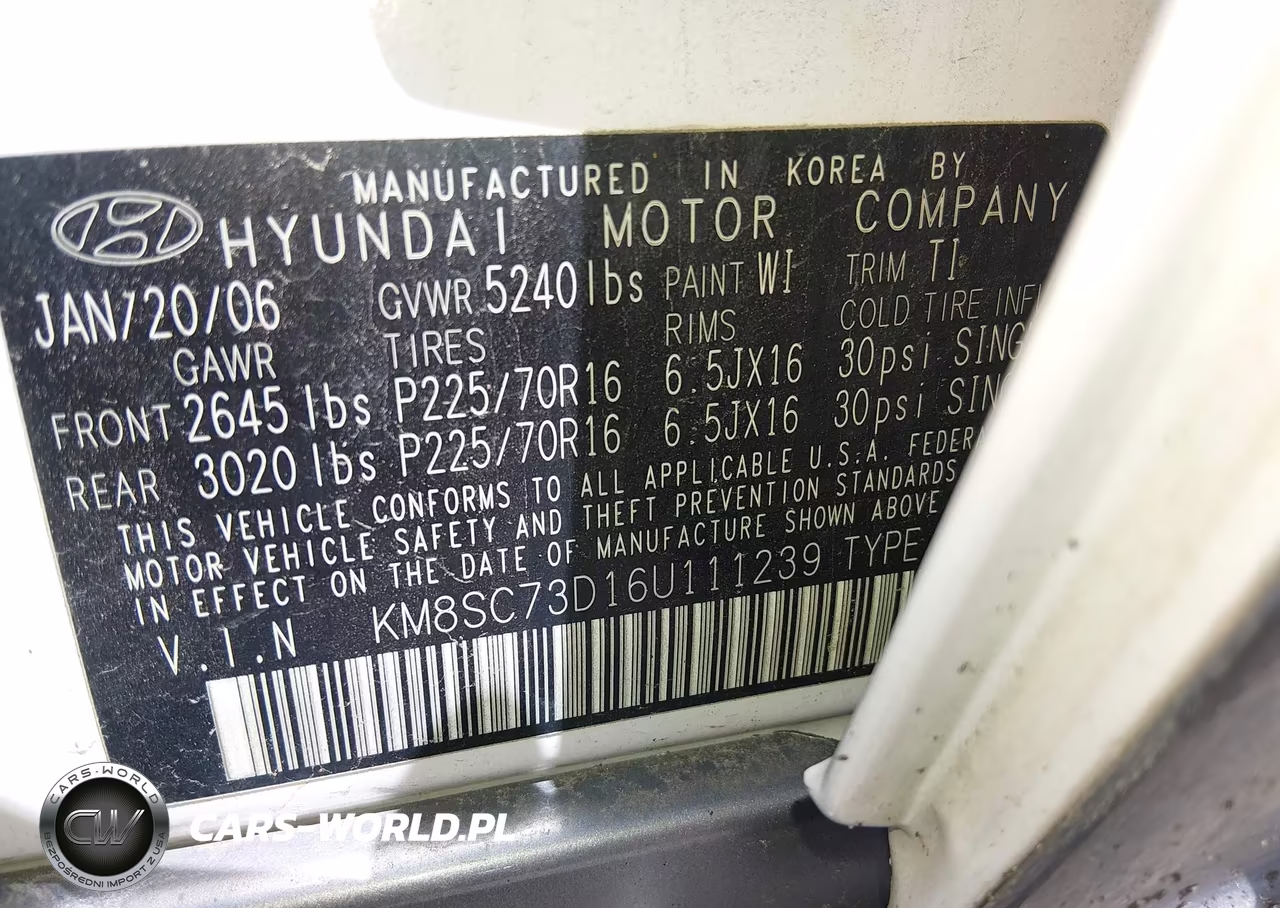 2006 Hyundai Santa Fe Gls VIN:KM8SC73D16U111239 - 9