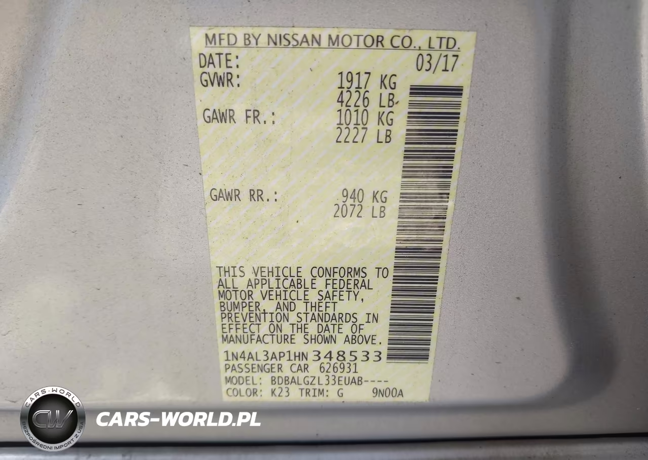 2017 Nissan Altima 2.5 S VIN:1N4AL3AP1HN348533 - 9