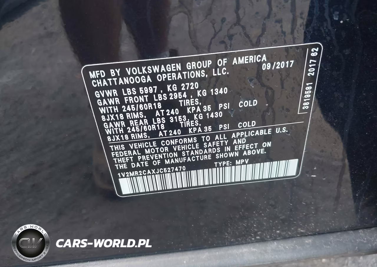 2018 Volkswagen Atlas 3.6L V6 Sel VIN:1V2MR2CAXJC527470 - 9