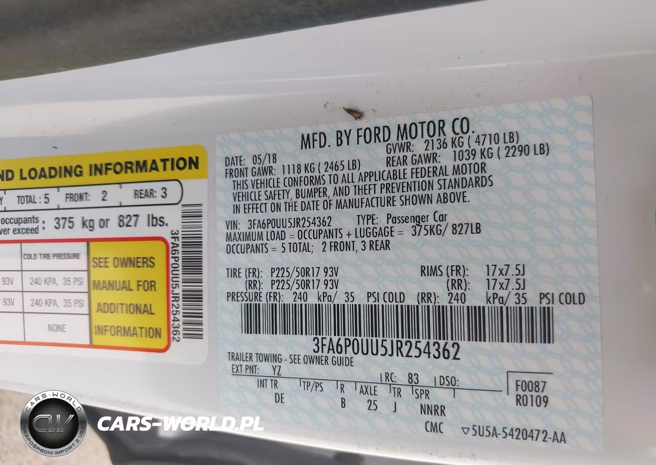 2018 Ford Fusion Hybrid S VIN:3FA6P0UU5JR254362 - 9