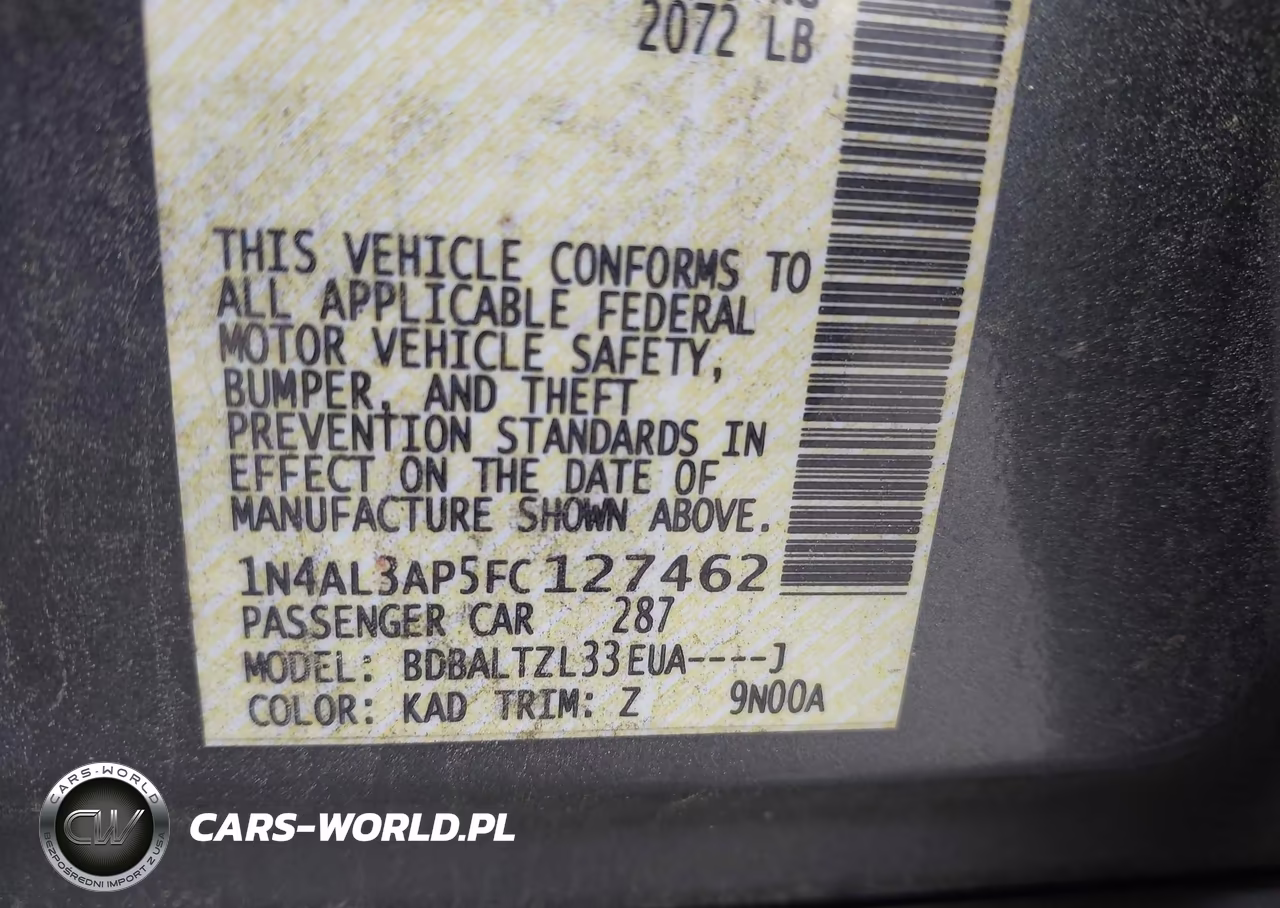2015 Nissan Altima 2.5 Sl VIN:1N4AL3AP5FC127462 - 9