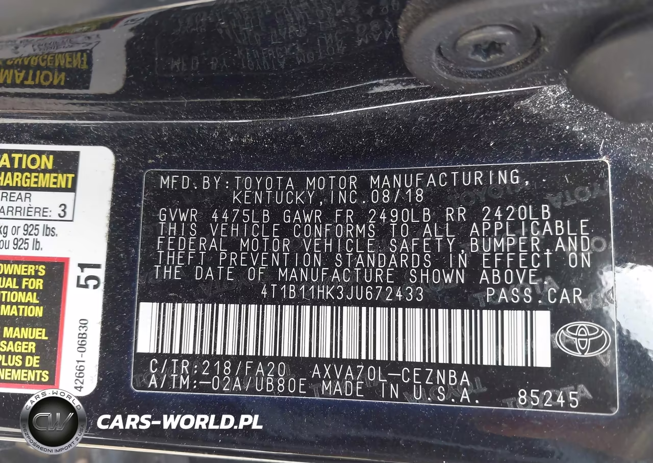 2018 Toyota Camry Le VIN:4T1B11HK3JU672433 - 9