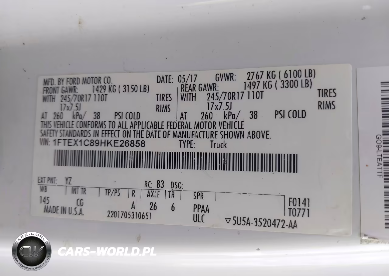 2017 Ford F-150 Xl-Xlt VIN:1FTEX1C89HKE26858 - 9